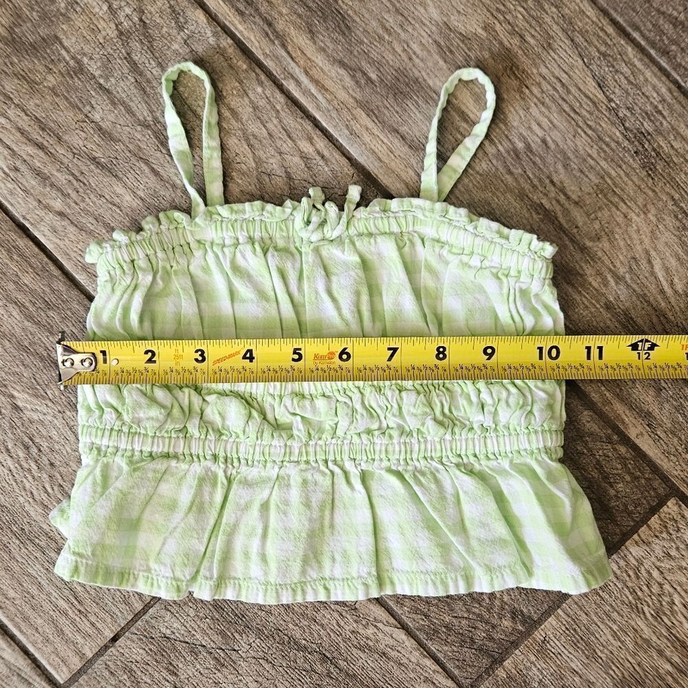Old Navy Lime Green and White Checkered Smocked Tank Top Size 2T - Picture 3 of 6